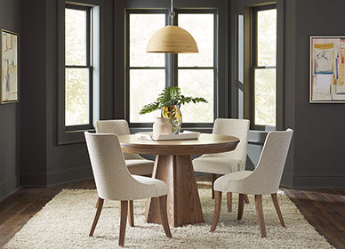 RH Yoder Crescent Chairs with Brogan Table Dining Room Furniture Set