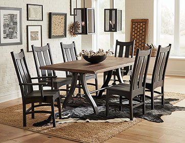 RH Yoder Country Shaker Chairs with Iron Forge Table Dining Room Furniture Set