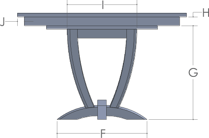RH Yoder Beckett Table End View Dimensions