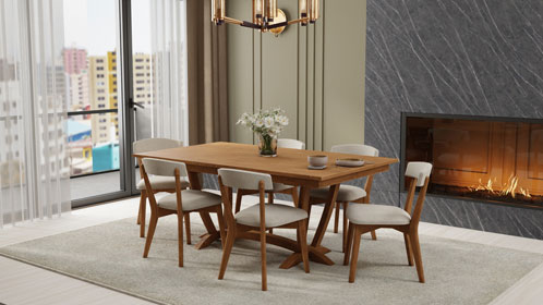 RH Yoder Beckett Table with Keelan Chairs Dining Room Furniture Collection
