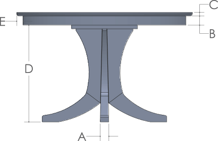 RH Yoder Bersina Table Side View Dimensions