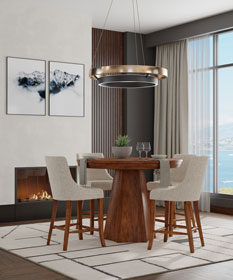 RH Yoder Brogan Pub Table and Crescent Bar Chairs Dining Room Furniture Collection