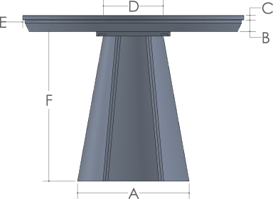 RH Yoder Brogan Pub Table Side View Dimensions