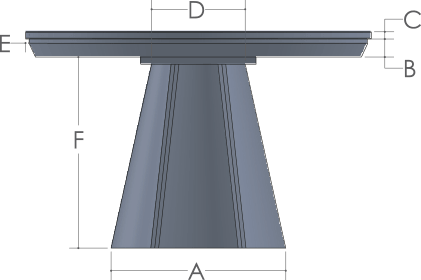 RH Yoder Brogan Table Side View Dimensions