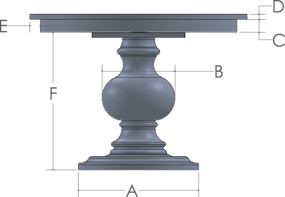 RH Yoder Burrick Table Side View Dimensions