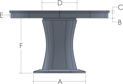 RH Yoder Callaway Table Side View Dimensions