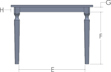 RH Yoder Crayton Table End View Dimensions
