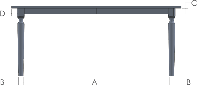 RH Yoder Crayton Table Side View Dimensions