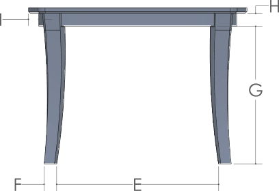 RH Yoder Crescent Table End View Dimensions
