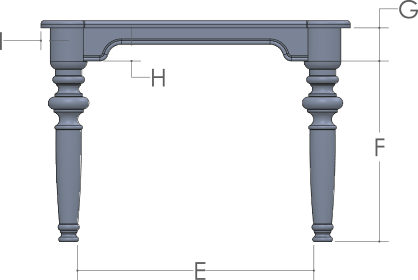 RH Yoder Cumberland Table End View Dimensions