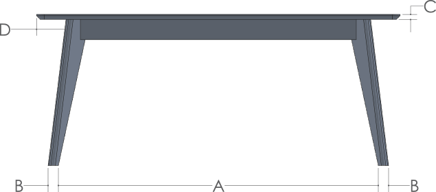 RH Yoder Davis Table Side View Dimensions