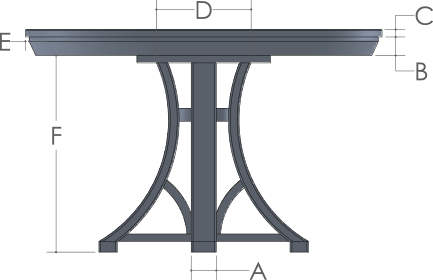 RH Yoder Dawson Table Side View Dimensions