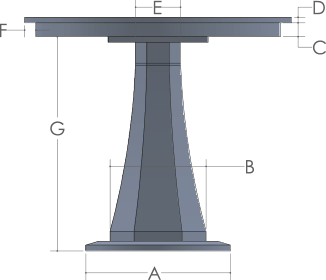 RH Yoder Emerson Pub Table Side View Dimensions