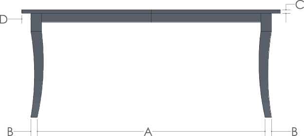 RH Yoder Fenmore Table Side View Dimensions