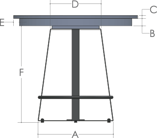 RH Yoder Iron Craft Table Side View Dimensions