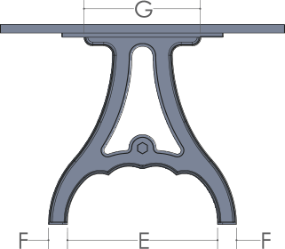 RH Yoder Iron Forge Table End View Dimensions