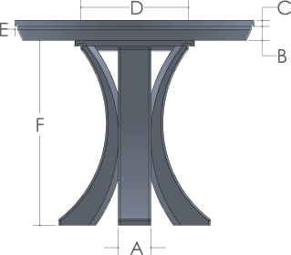 RH Yoder Korbyn Pub Table Side View Dimensions