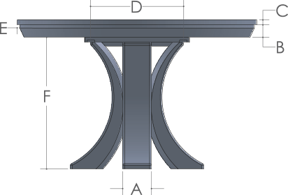 RH Yoder Korbyn Table Side View Dimensions