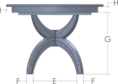 RH Yoder Niles Double Pedestal Table End View Dimensions