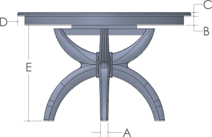 RH Yoder Niles Table Side View Dimensions
