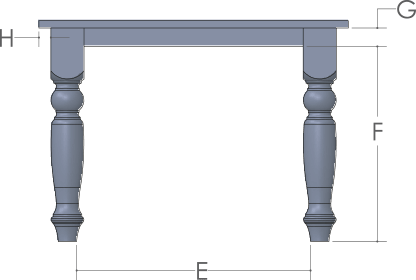 RH Yoder Old Traditions Table End View Dimensions