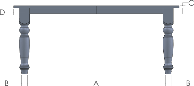 RH Yoder Old Traditions Table Side View Dimensions