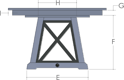 RH Yoder Oxford Table End View Dimensions