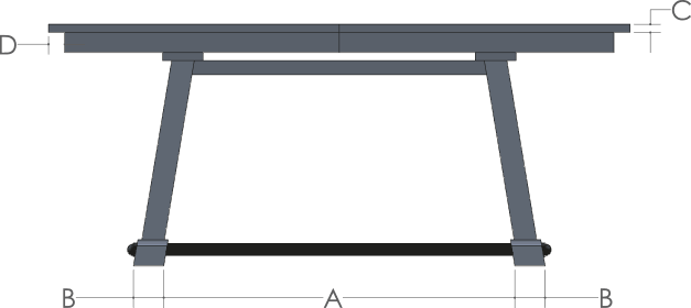 RH Yoder Oxford Table Side View Dimensions