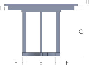 RH Yoder Regal Table End View Dimensions