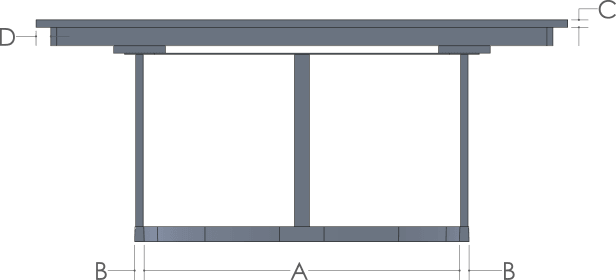 RH Yoder Regal Table Side View Dimensions
