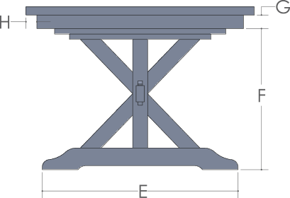 RH Yoder Sawyer Table End View Dimensions