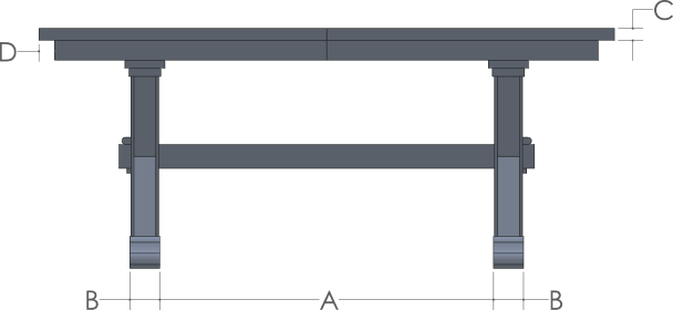 RH Yoder Sawyer Table Side View Dimensions