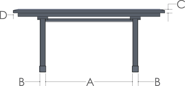 RH Yoder Sinclair Table Side View Dimensions