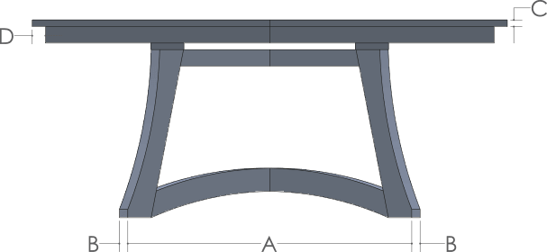 RH Yoder Tifton Extension Table Side View Dimensions