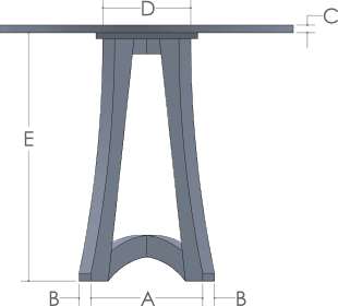 RH Yoder Tifton Pub Table Side View Dimensions