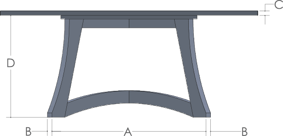 RH Yoder Tifton Table Side View Dimensions
