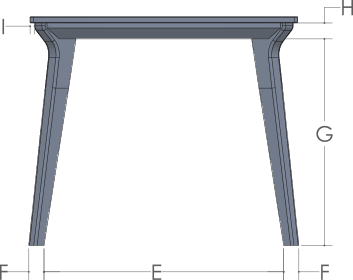 RH Yoder Vinson Pub Table End View Dimensions