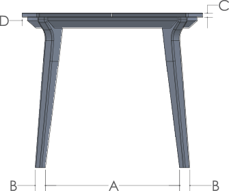 RH Yoder Vinson Pub Table Side View Dimensions