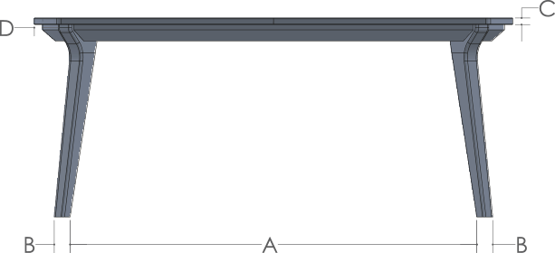 RH Yoder Vinson Table Side View Dimensions