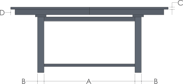 RH Yoder Waverton Table Side View Dimensions