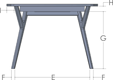 RH Yoder Wilton Table End View Dimensions