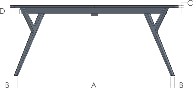 RH Yoder Wilton Table Side View Dimensions