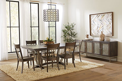 RH Yoder Sinclair Chairs, Kentmere Table and Sinclair Designer Server Dining Room Furniture Set